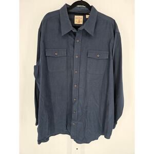 Red Head Brand Co Mens Sz 2XL Long Sleeve Button Up Flannel Shirt Solid Blue